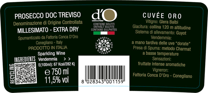 Conca d´Oro Prosecco Spumante Oro Extra Dry DOC