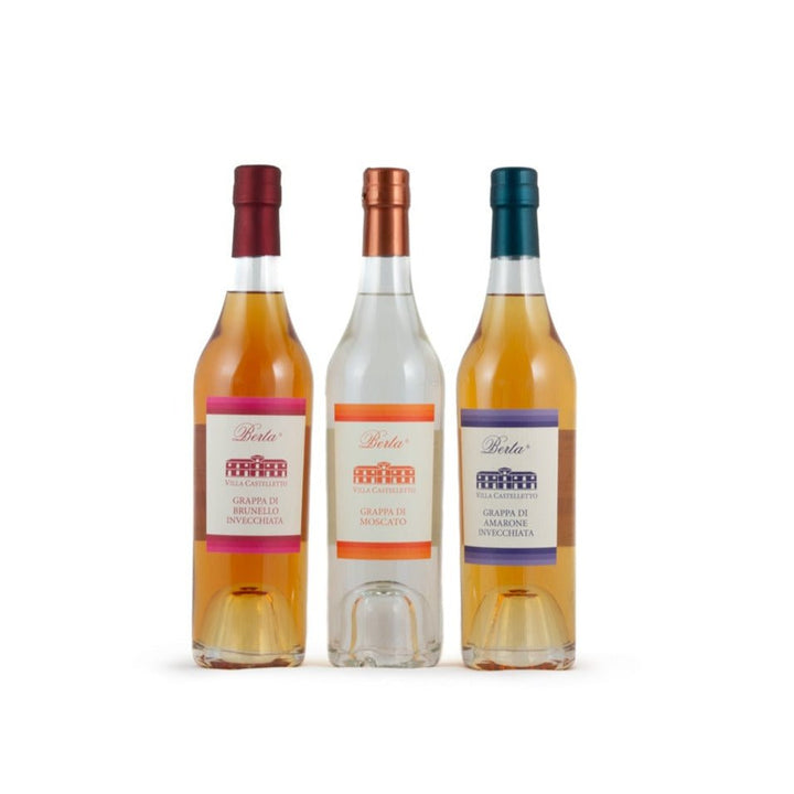 Distillerie Berta Villa Castelletto 3er Grappa Set 3 x 0,5l Grappa