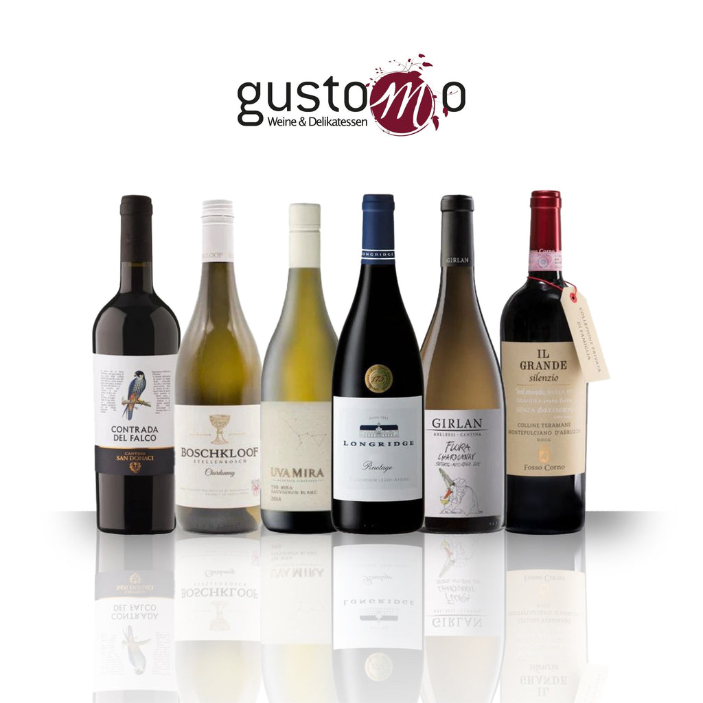 - (6 – Paket Gustomo internationale kräftig und Rotwein vollmundig Wein - / Weiß Flaschen) Delikatessen Rot Weine und